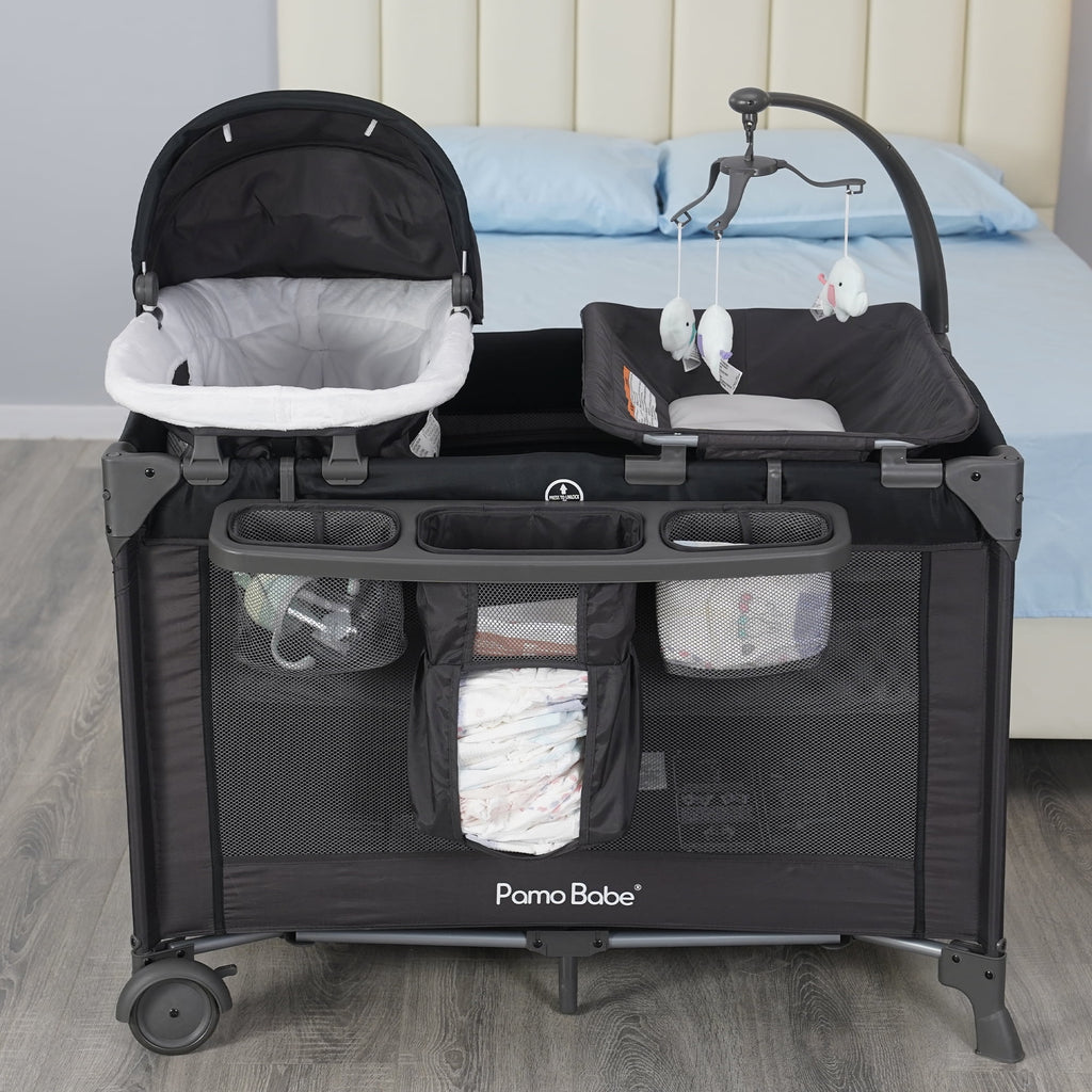 Pamo Babe Unisex Nursery Center Baby Playard with Bassinet & Changing Table, 0-36 Months